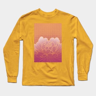 vintage peony flower and sacred geometry pattern Long Sleeve T-Shirt